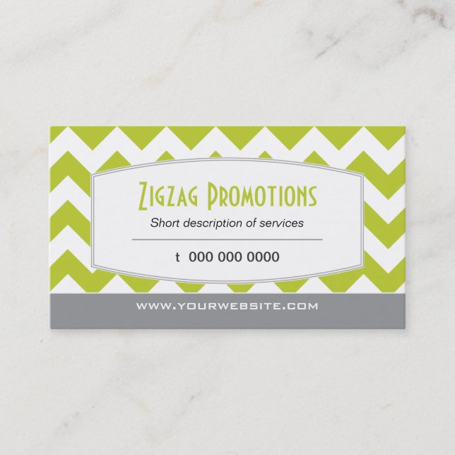 Lime Green Chevron Business Card (Front)