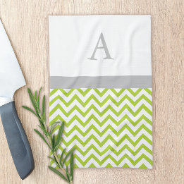Lime Green Chevron Monogram Tea Towel
