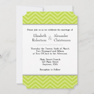 Lime Green Chevron Wedding Invitation