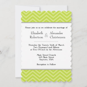 Lime Green Chevron Wedding Invitation
