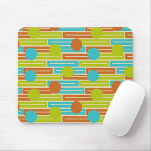 Lime Green, Cinnamon Brown, Turquoise Rectangles Mouse Mat