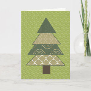 Lime Green Circles Christmas Tree Holiday Card