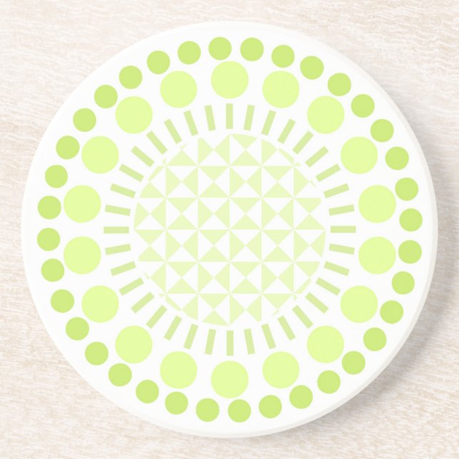 Lime Green Circles Sandstone Coaster (Front)