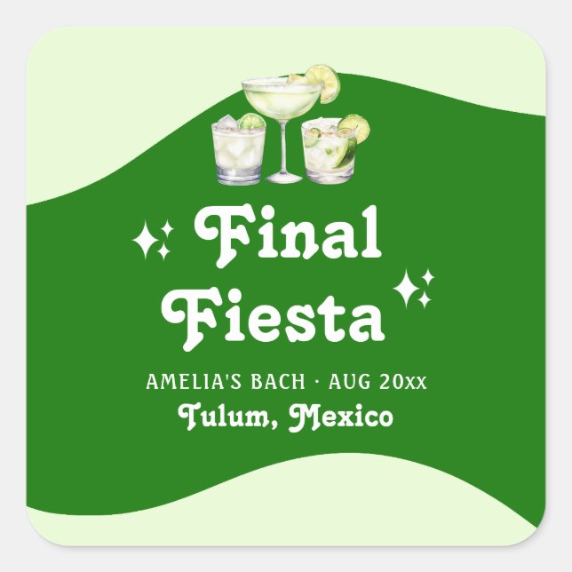 Lime Green Citrus Final Fiesta Bachelorette Square Sticker (Front)