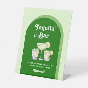 Lime Green Citrus Retro Tequila Bar Pedestal Sign