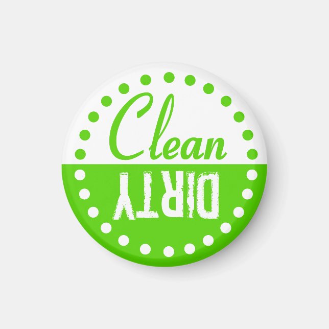 Lime Green Clean and Dirty Dishwasher Magnet (Front)