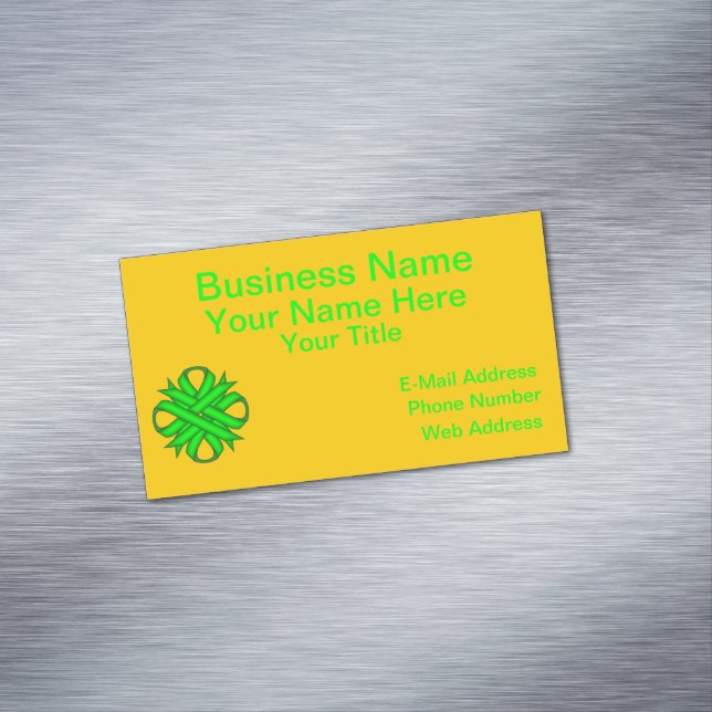 Lime Green Clover Ribbon by Kenneth Yoncich Magnetic Business Card (In Situ)