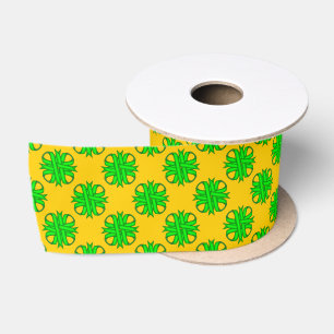 Lime Green Clover Ribbon by Kenneth Yoncich Satin Ribbon