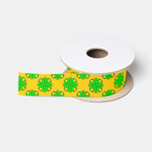 Lime Green Clover Ribbon by Kenneth Yoncich Satin Ribbon