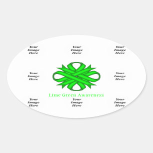 Lime Green Clover Ribbon Template by K Yoncich Oval Sticker