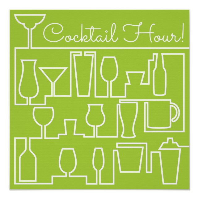 Lime green cocktail party poster (Front)
