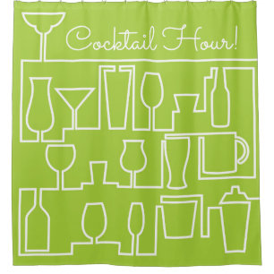 Lime green cocktail party shower curtain