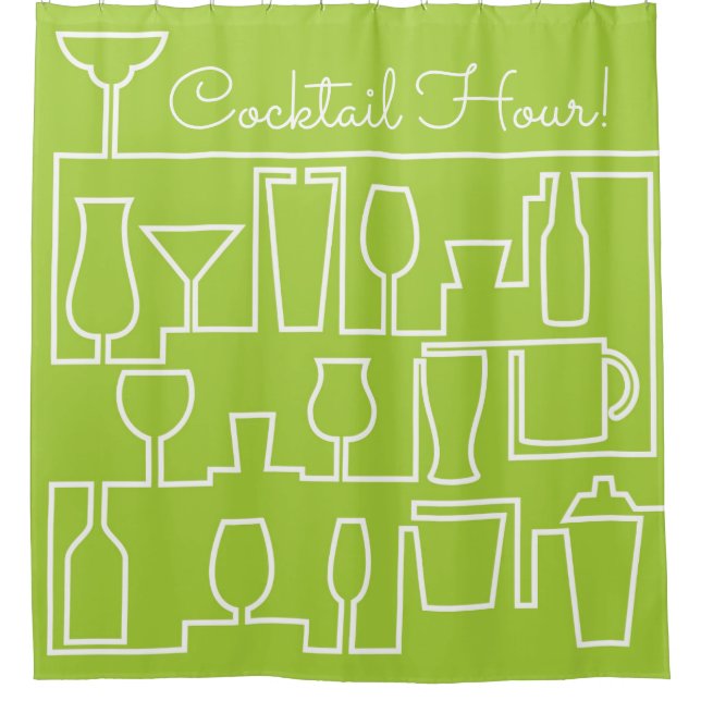 Lime green cocktail party shower curtain (Front)