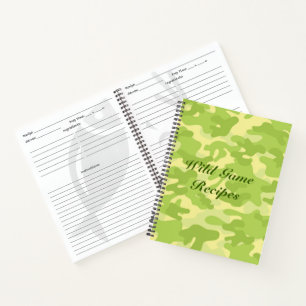 Lime Green Colour Camouflage Pattern Recipe Book