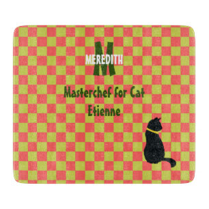 Lime Green & Coral Pink Bicolored Checks  Cutting Board