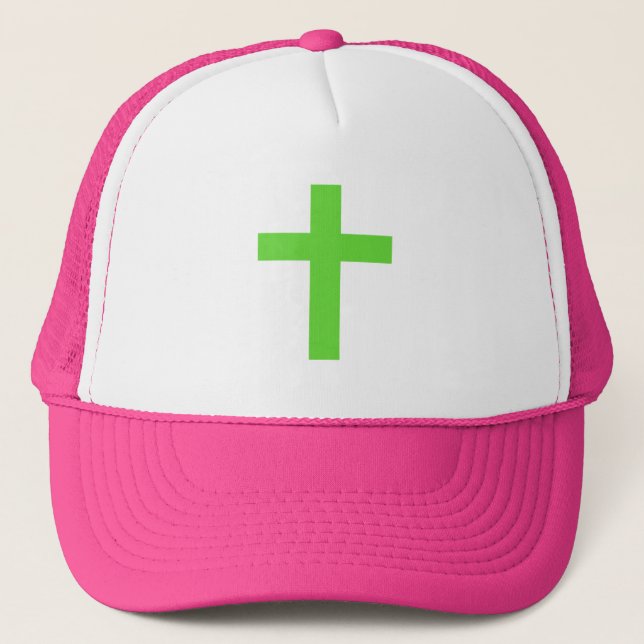 Lime Green Cross Trucker Hat (Front)