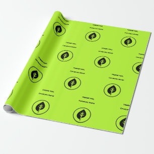 Lime-Green Custom Logo & Thank You Company Name Wrapping Paper