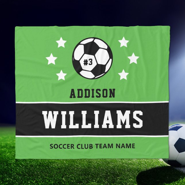 Lime Green Custom Soccer Name Number Fleece Blanket (Creator Uploaded)