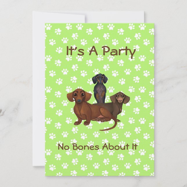 Lime Green Dachshund Party Invitations (Front)