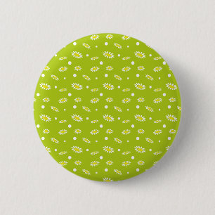 Lime Green Daisy Polka Dot Retro Spring Pattern 6 Cm Round Badge