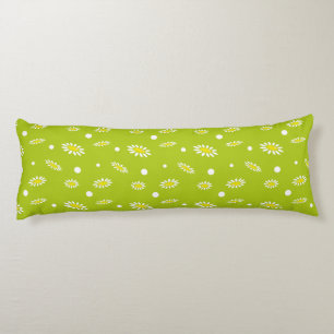Lime Green Daisy Polka Dot Retro Spring Pattern Body Cushion