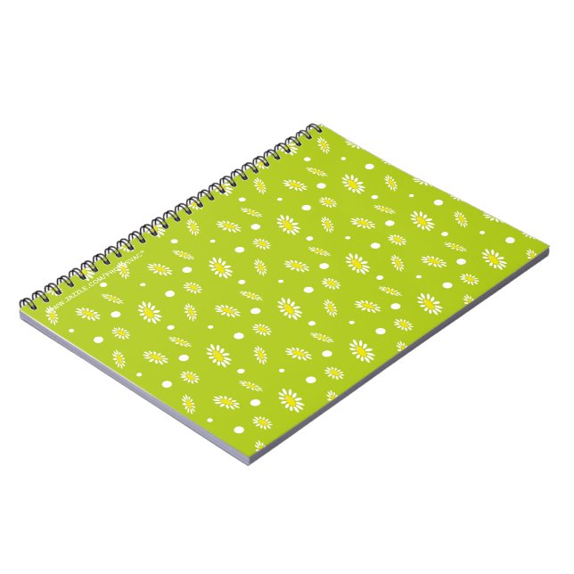 Lime Green Daisy Polka Dot Retro Spring Pattern Notebook (Left Side)