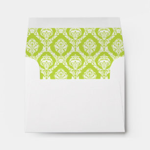 Lime Green Damask Lined Wedding Envelopes