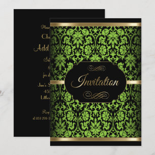 Lime Green Damask Party Celebration   DIY Text Invitation