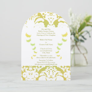 Lime Green Damask Wedding Invitation