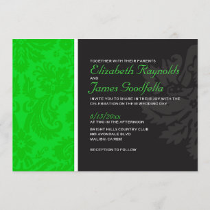 Lime Green Damask Wedding Invitations