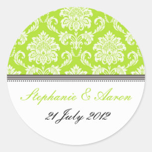 Lime Green Damask Wedding Sticker