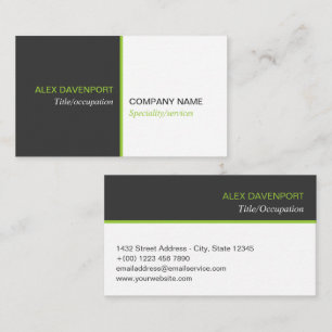 Lime Green Dark Gray Modern Clean Line Business Card