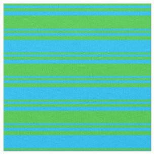 Lime Green & Deep Sky Blue Stripes Fabric