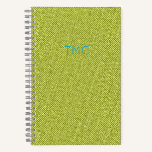 Lime Green Denim Blue Monogram INITIALS Cool Notebook