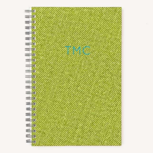 Lime Green Denim Blue Monogram INITIALS Cool Notebook (Front)