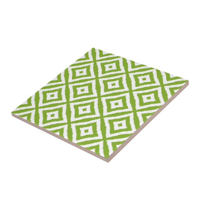 Lime Green Diamond Shaped Squares Mosaic Pattern Tile (Side)