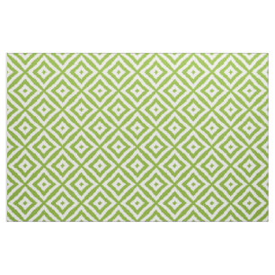 Lime Green Diamond Squares Ikat Mosaic Pattern Fabric