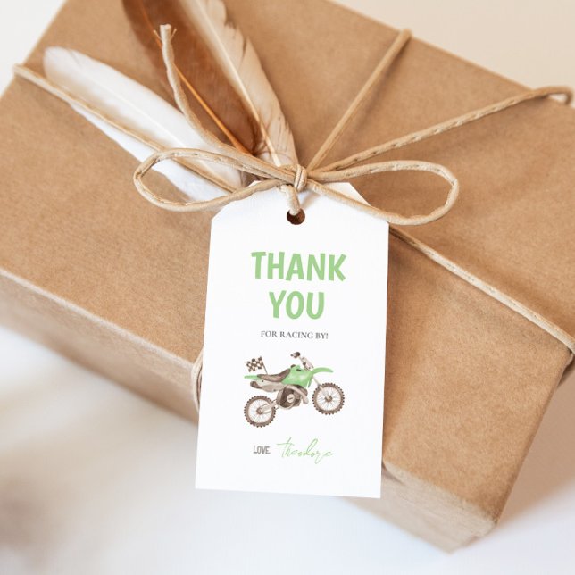 Lime Green Dirt Bike Birthday Gift Tag (Creator Uploaded)