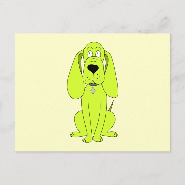 Lime Green Dog. Cute Hound Cartoon. Postcard (Front)