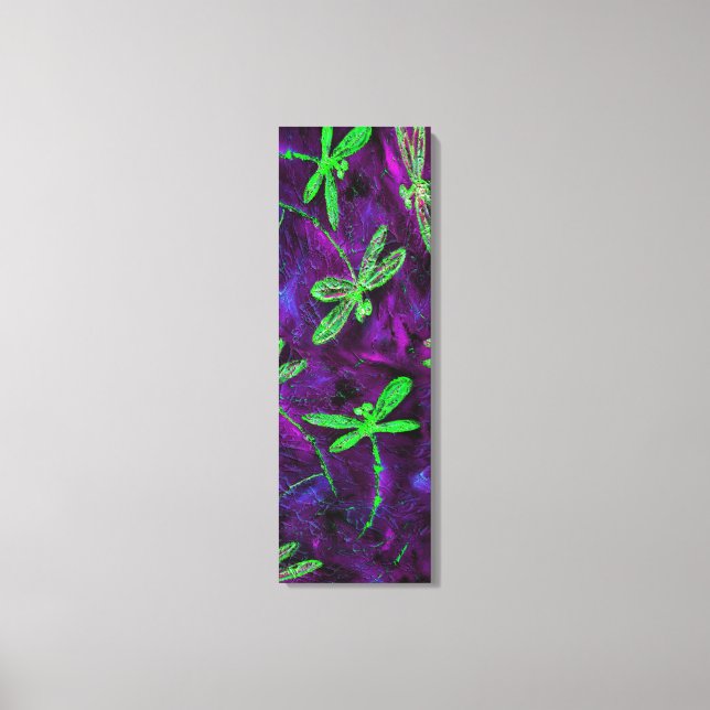 Lime Green Dragonflies on Pink and Purple Canvas Print (Front)