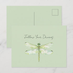 Lime Green Dragonfly Postcard