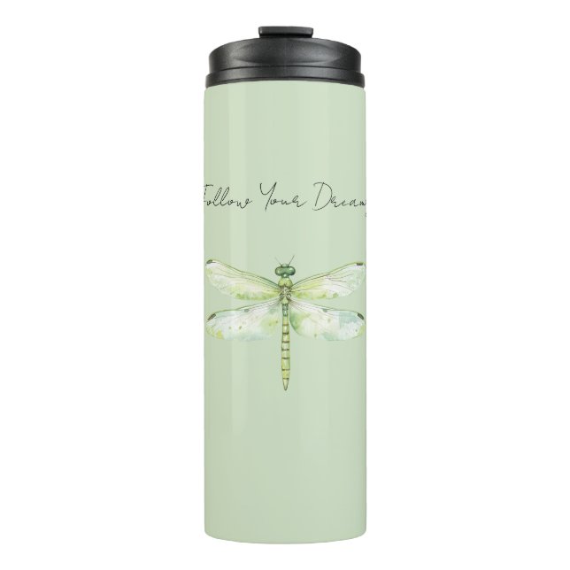 Lime Green Dragonfly Thermal Tumbler (Front)