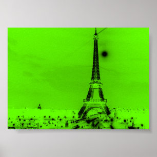Lime Green Eiffel Tower Poster