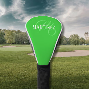 Lime Green Elegant Personalised Name Club Golf Head Cover
