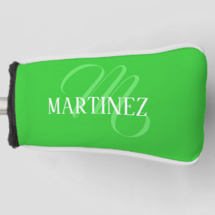 Lime Green Elegant Personalised Name Club Golf Head Cover