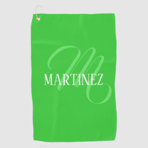 Lime Green Elegant Personalised Name Club Golf Towel