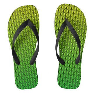 Lime Green (Fade) Dragon Scale Fantasy Flip Flops