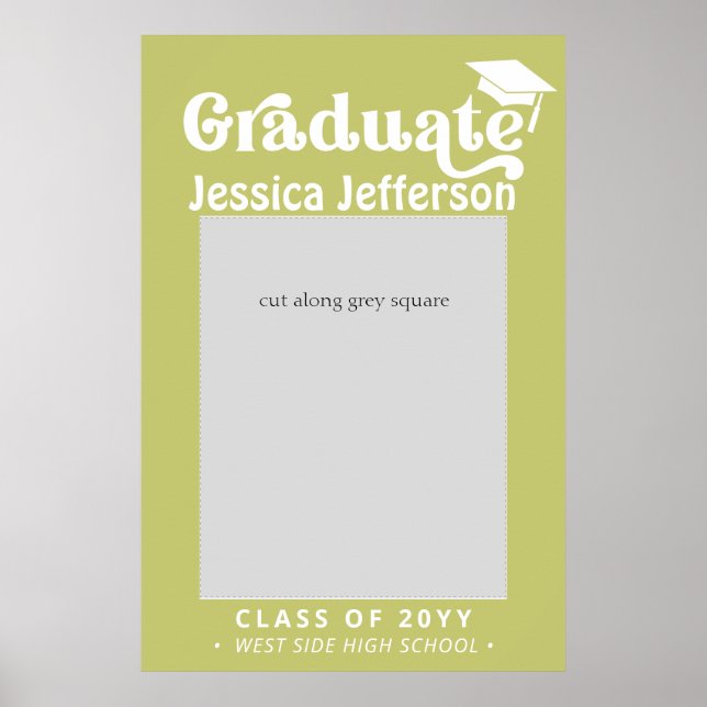 Lime Green Fancy Graduation Photo Booth Frame Poster (Front)
