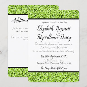 Lime Green Faux Glitter Evening Invitation