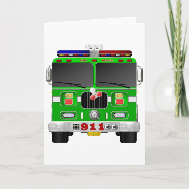 Lime Green Fire Truck Card (Front)